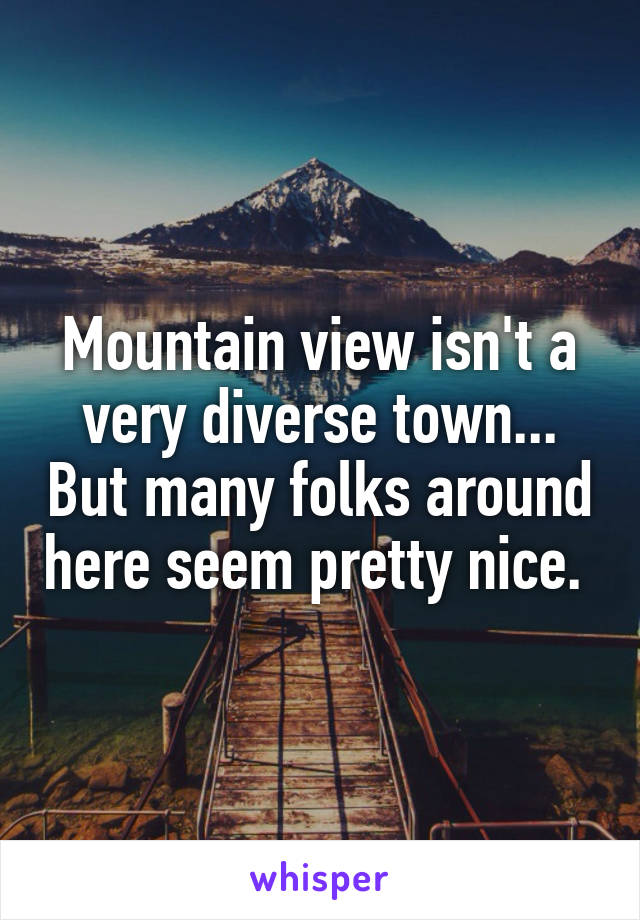 Mountain view isn't a very diverse town... But many folks around here seem pretty nice. 