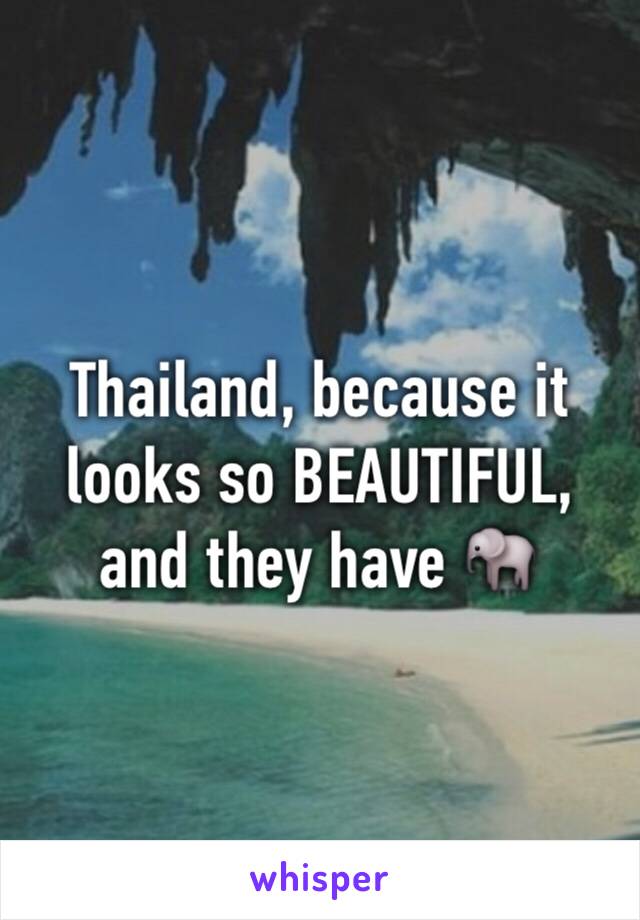 Thailand, because it looks so BEAUTIFUL, and they have 🐘