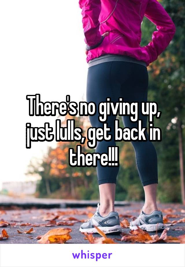 There's no giving up, just lulls, get back in there!!!