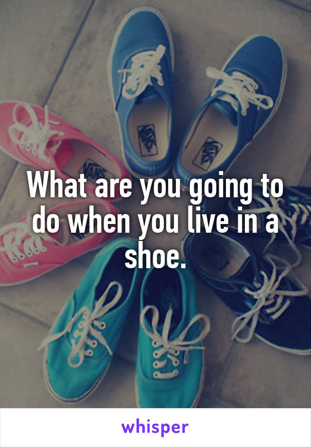 What are you going to do when you live in a shoe.