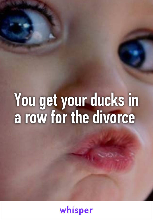 You get your ducks in a row for the divorce 