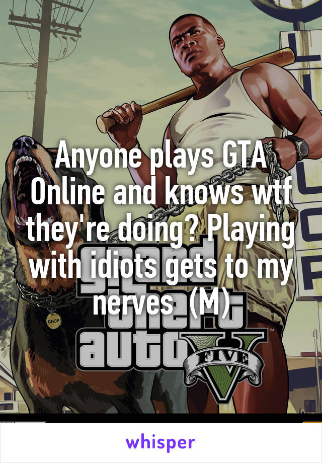 Anyone plays GTA Online and knows wtf they're doing? Playing with idiots gets to my nerves  (M)