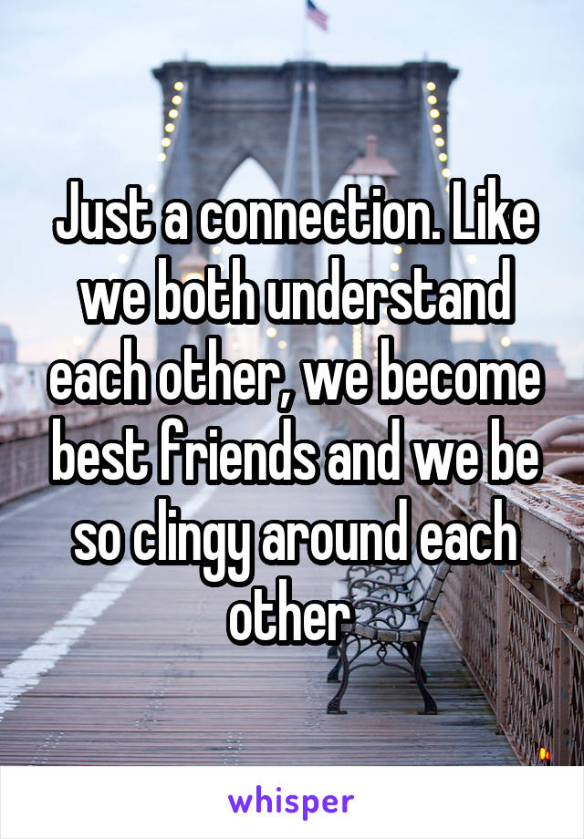 Just a connection. Like we both understand each other, we become best friends and we be so clingy around each other 