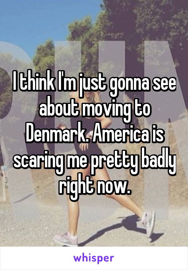 I think I'm just gonna see about moving to Denmark. America is scaring me pretty badly right now.