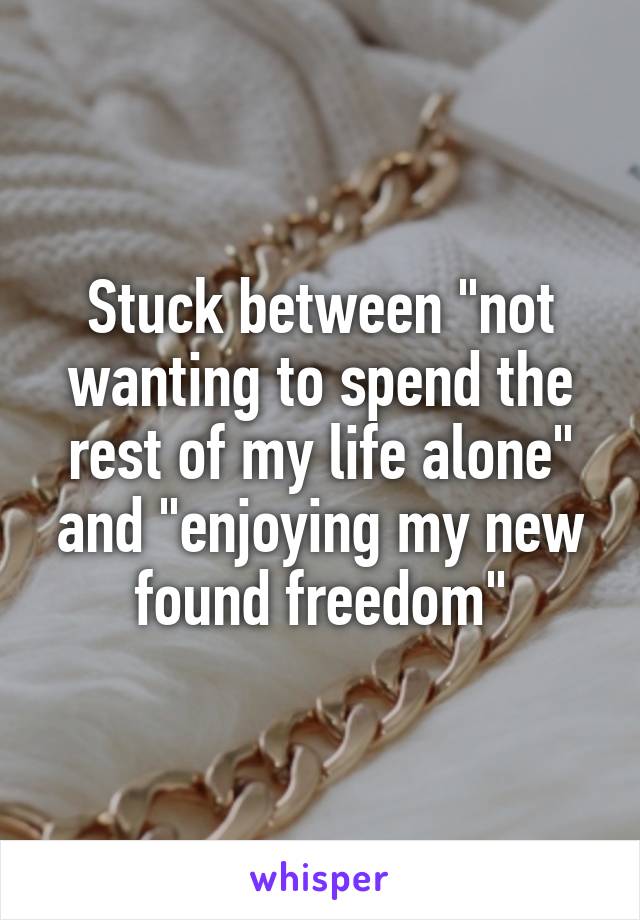 Stuck between "not wanting to spend the rest of my life alone" and "enjoying my new found freedom"