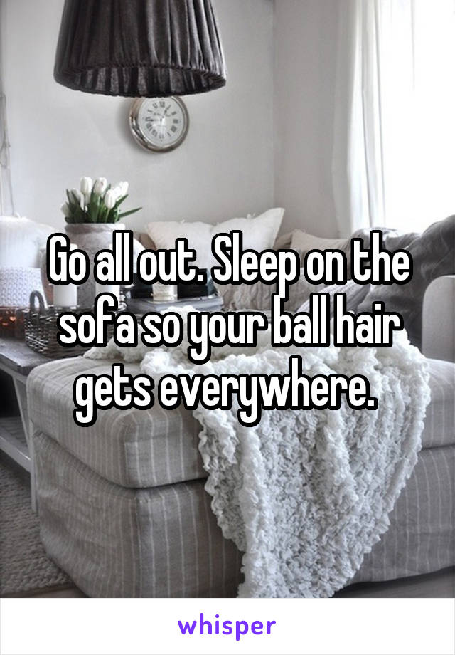 Go all out. Sleep on the sofa so your ball hair gets everywhere. 