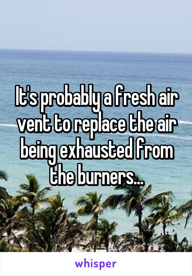 It's probably a fresh air vent to replace the air being exhausted from the burners...