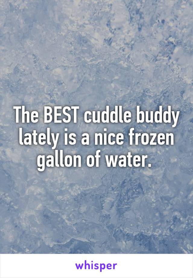 The BEST cuddle buddy lately is a nice frozen gallon of water. 