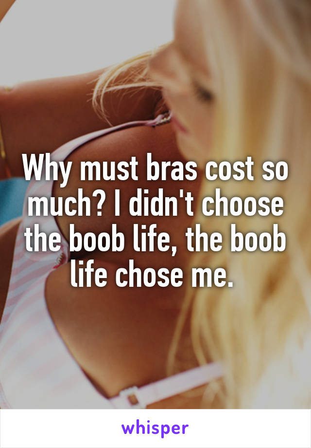 Why must bras cost so much? I didn't choose the boob life, the boob life chose me. 