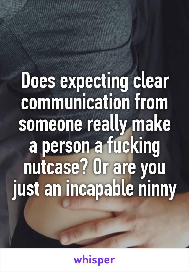 Does expecting clear communication from someone really make a person a fucking nutcase? Or are you just an incapable ninny