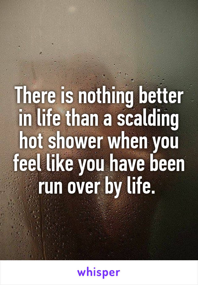 There is nothing better in life than a scalding hot shower when you feel like you have been run over by life. 