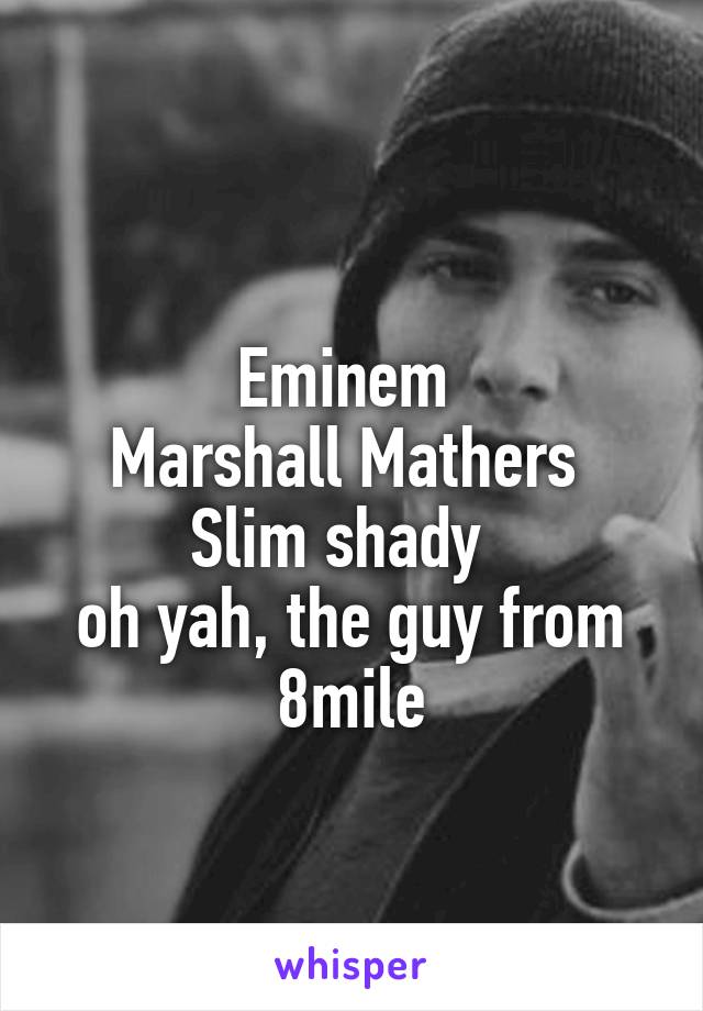 
Eminem 
Marshall Mathers 
Slim shady  
oh yah, the guy from 8mile