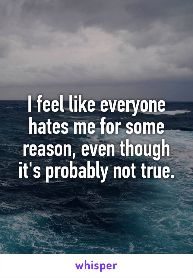 I feel like everyone hates me for some reason, even though it's probably not true.