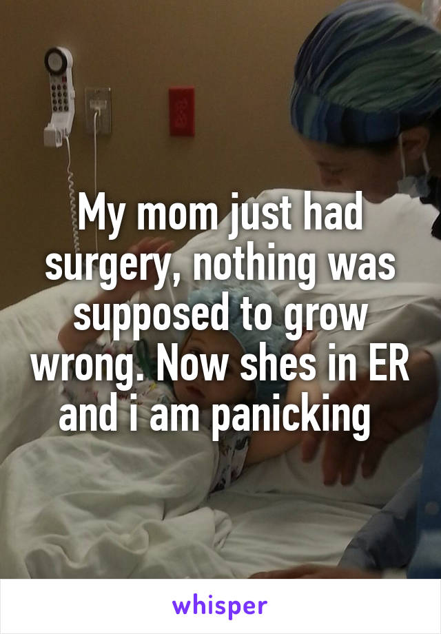 My mom just had surgery, nothing was supposed to grow wrong. Now shes in ER and i am panicking 