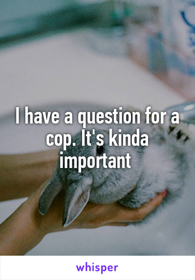 I have a question for a cop. It's kinda important 