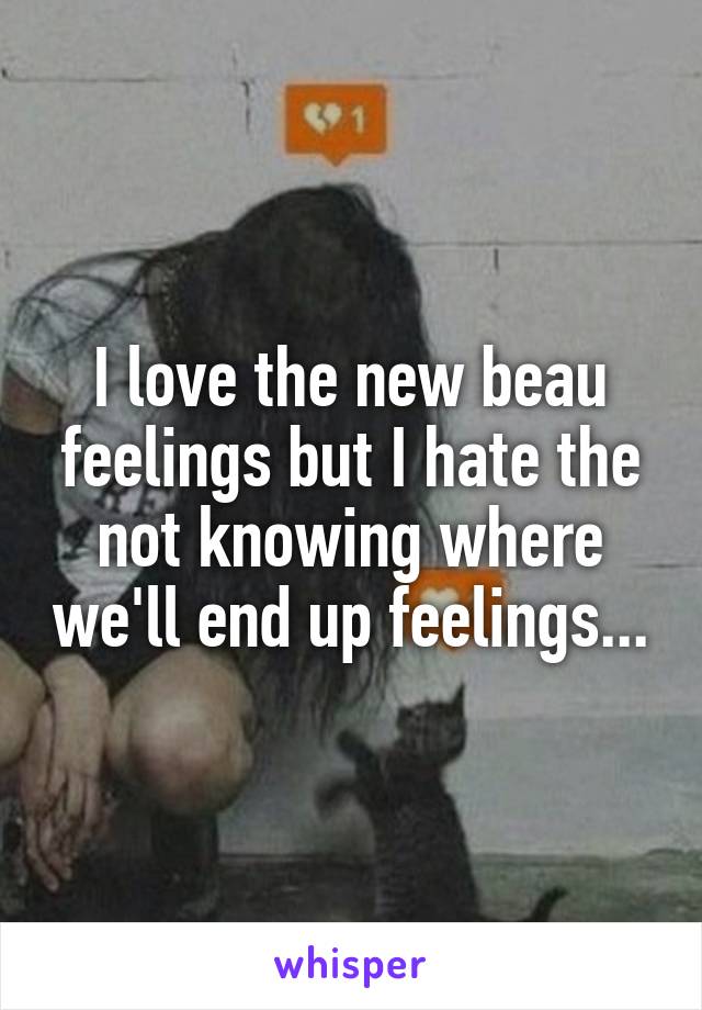 I love the new beau feelings but I hate the not knowing where we'll end up feelings...