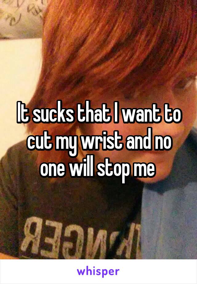 It sucks that I want to cut my wrist and no one will stop me 