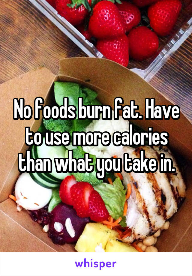 No foods burn fat. Have to use more calories than what you take in.