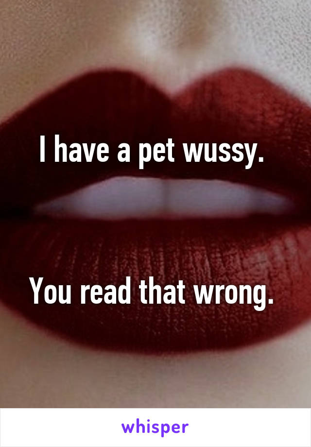 I have a pet wussy. 



You read that wrong. 