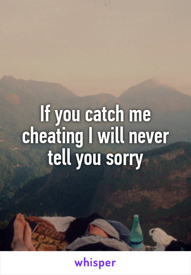 If you catch me cheating I will never tell you sorry