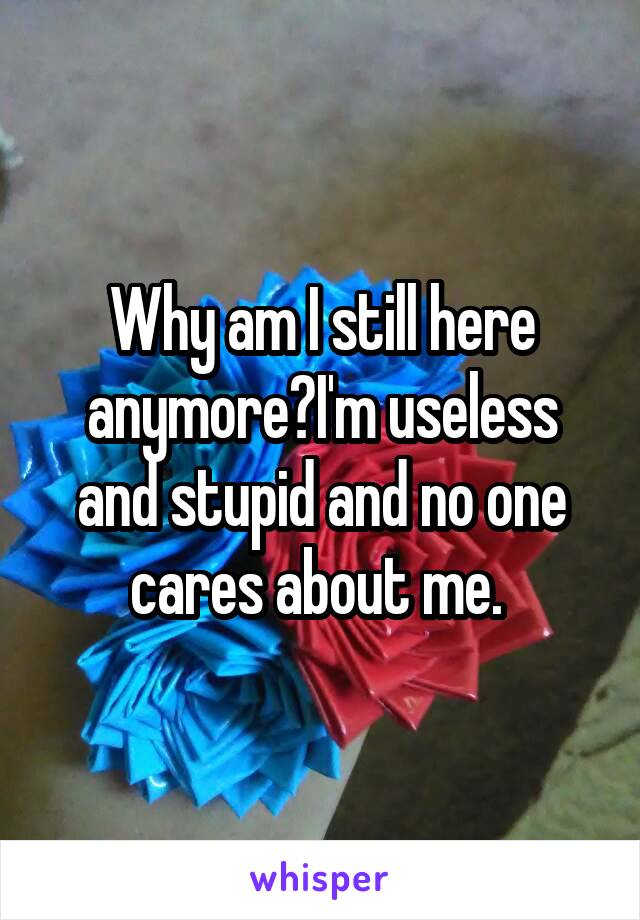 Why am I still here anymore?I'm useless and stupid and no one cares about me. 