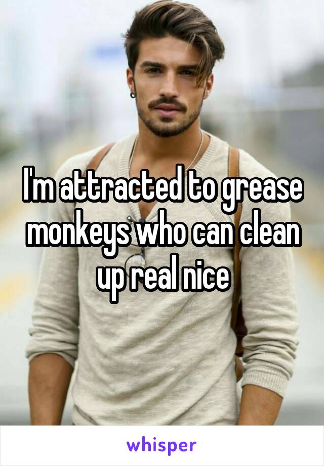 I'm attracted to grease monkeys who can clean up real nice