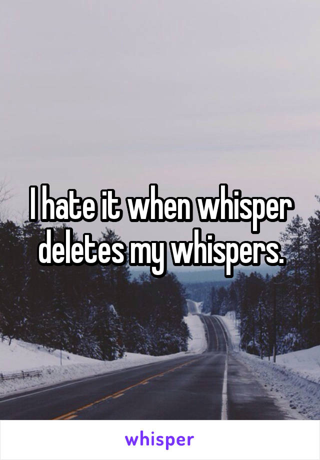 I hate it when whisper deletes my whispers.