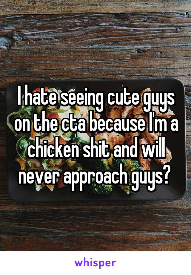 I hate seeing cute guys on the cta because I'm a chicken shit and will never approach guys? 