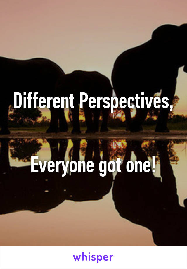 Different Perspectives, 

Everyone got one!