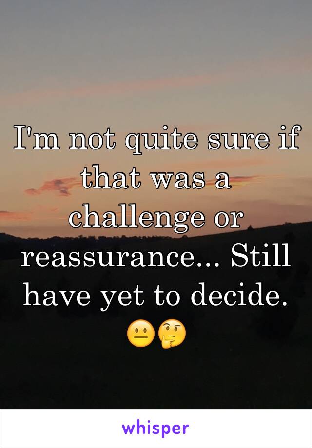 I'm not quite sure if that was a challenge or reassurance... Still have yet to decide. 😐🤔