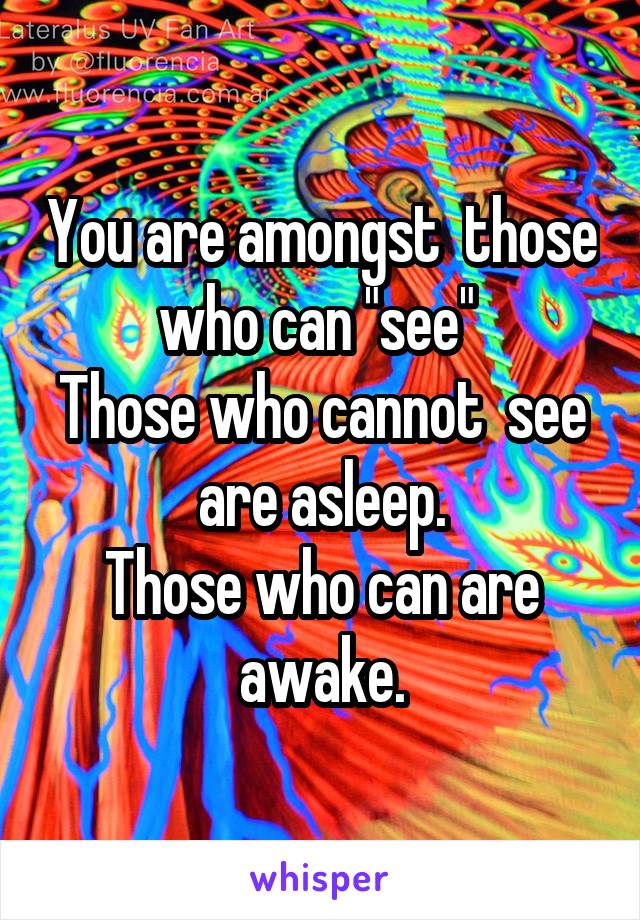 You are amongst  those who can "see" 
Those who cannot  see are asleep.
Those who can are awake.