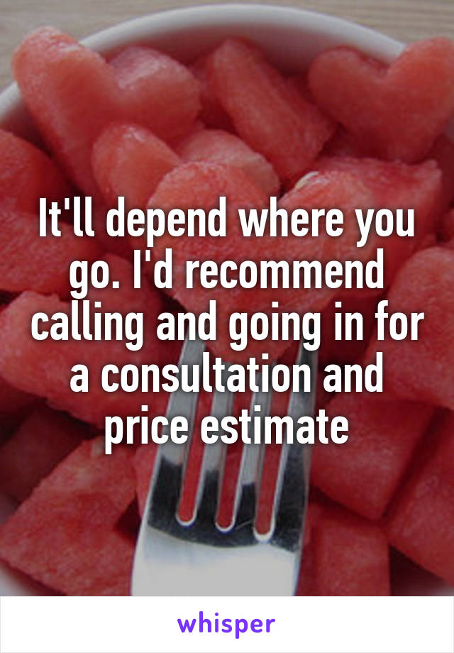 It'll depend where you go. I'd recommend calling and going in for a consultation and price estimate