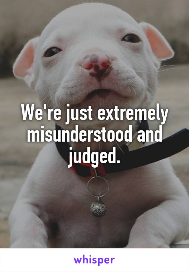 We're just extremely misunderstood and judged.