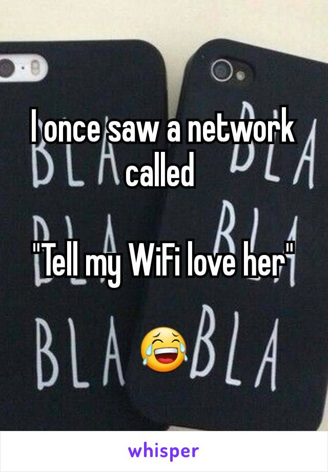 I once saw a network called 

"Tell my WiFi love her"

😂