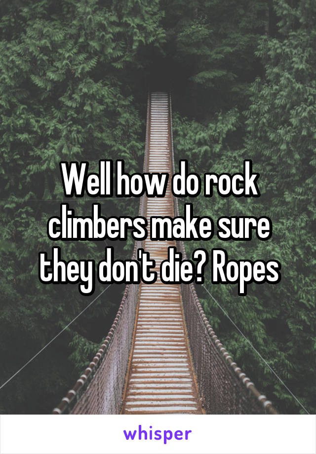 Well how do rock climbers make sure they don't die? Ropes