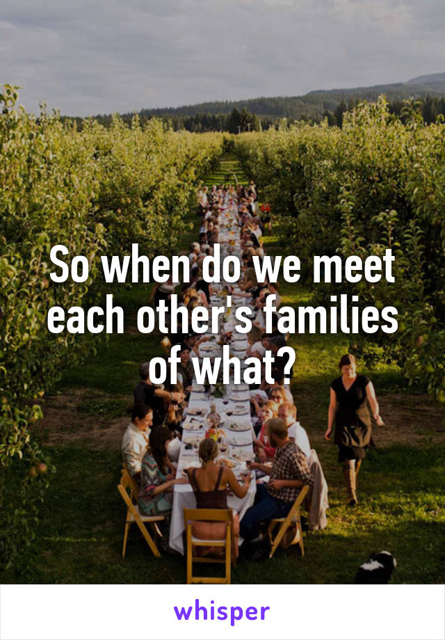 So when do we meet each other's families of what?