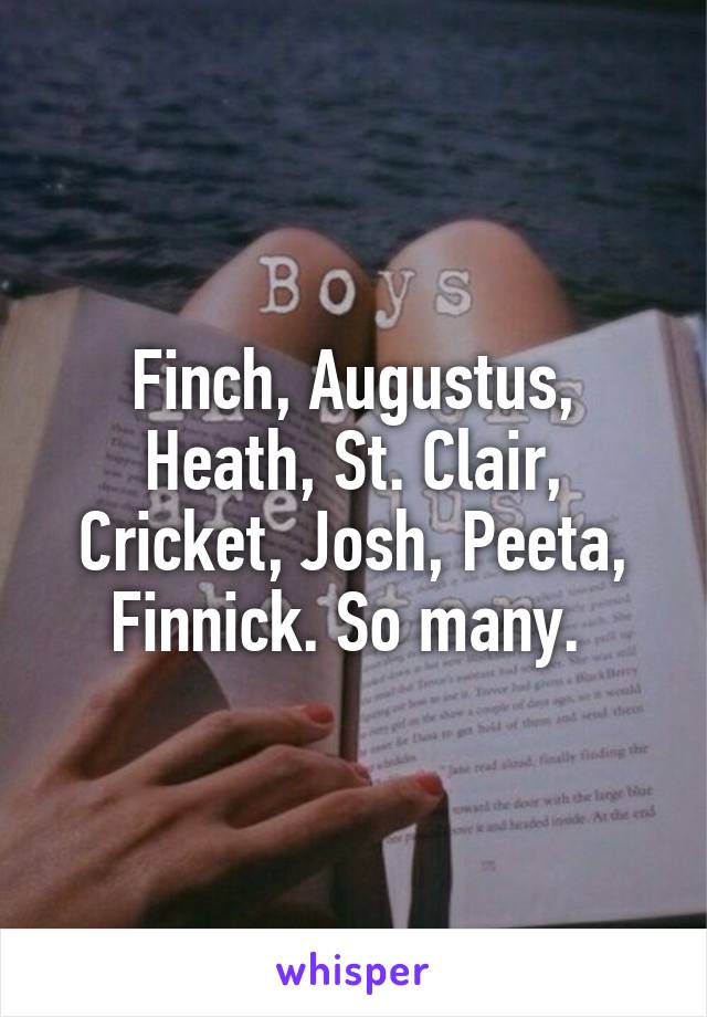 Finch, Augustus, Heath, St. Clair, Cricket, Josh, Peeta, Finnick. So many. 