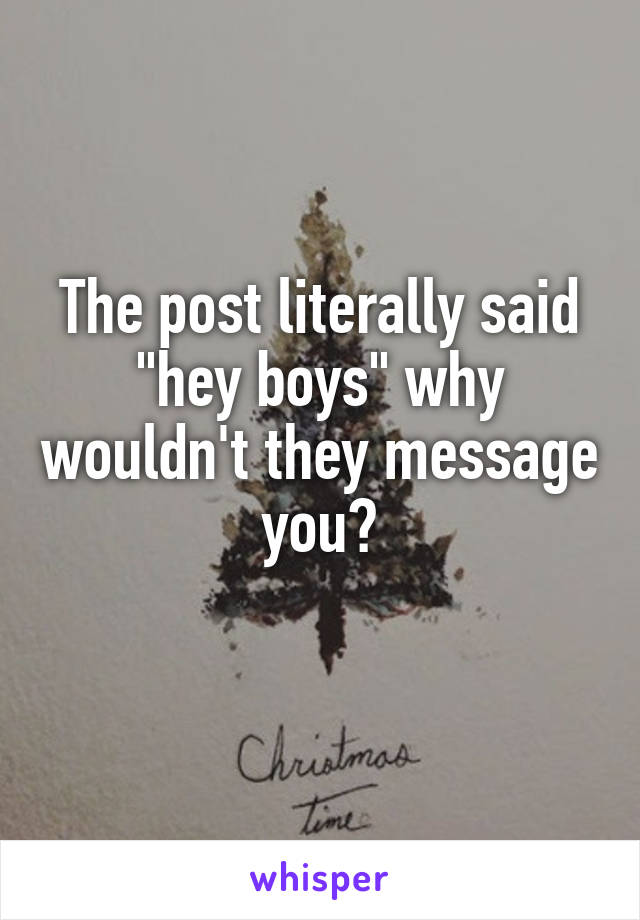 The post literally said "hey boys" why wouldn't they message you?
