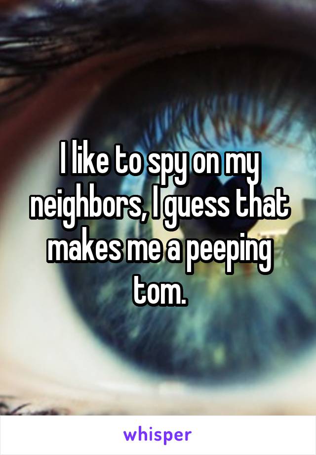 I like to spy on my neighbors, I guess that makes me a peeping tom.