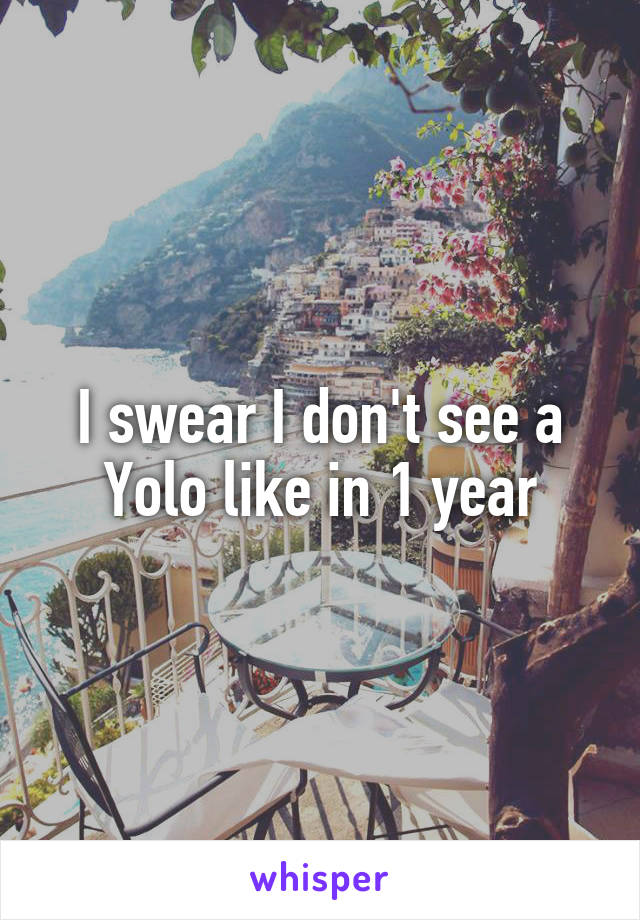 I swear I don't see a Yolo like in 1 year