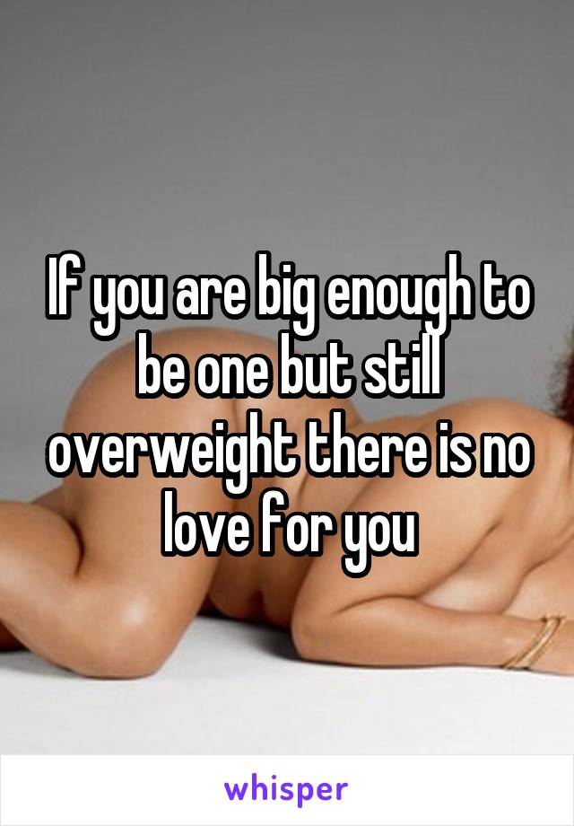 If you are big enough to be one but still overweight there is no love for you