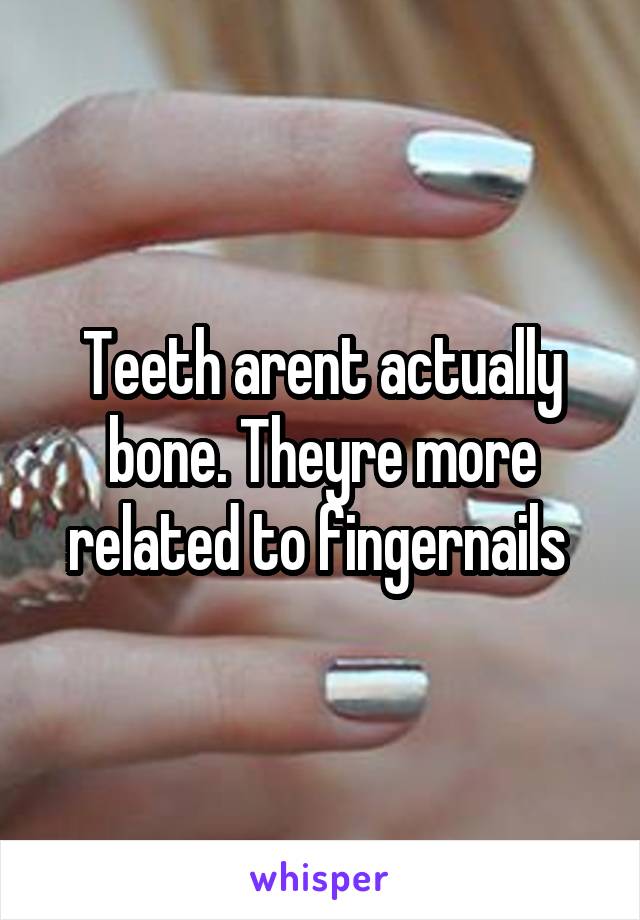 Teeth arent actually bone. Theyre more related to fingernails 