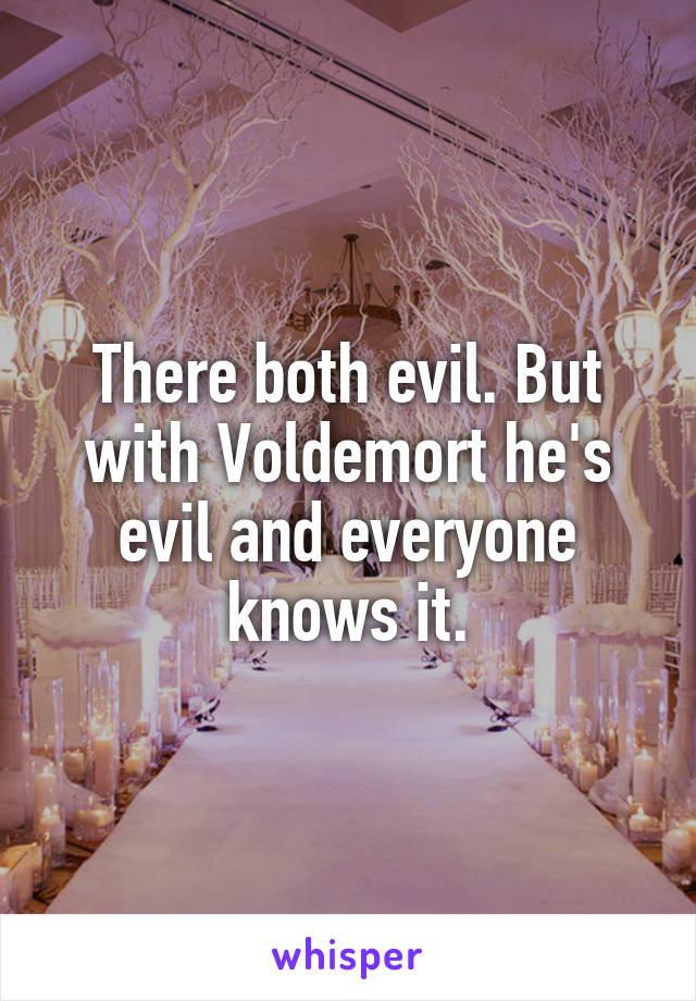 There both evil. But with Voldemort he's evil and everyone knows it.