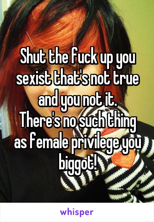 Shut the fuck up you sexist that's not true and you not it.
There's no such thing as female privilege you biggot!