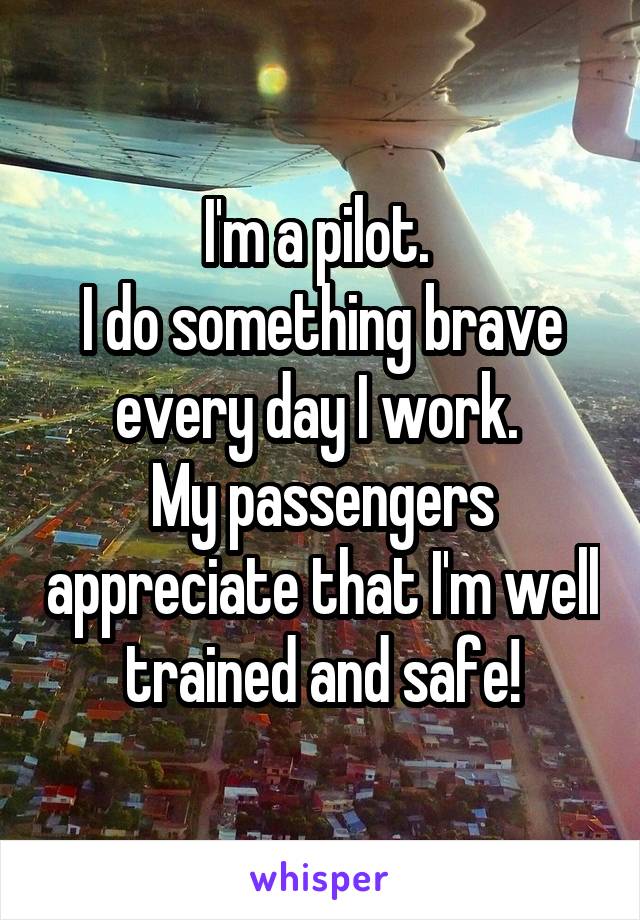 I'm a pilot. 
I do something brave every day I work. 
My passengers appreciate that I'm well trained and safe!