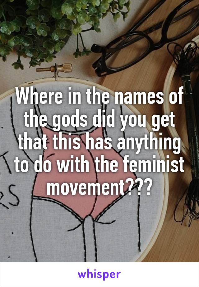 Where in the names of the gods did you get that this has anything to do with the feminist movement???