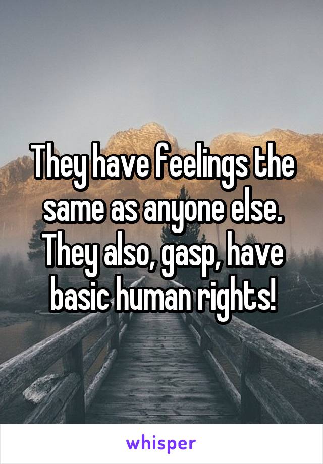 They have feelings the same as anyone else. They also, gasp, have basic human rights!