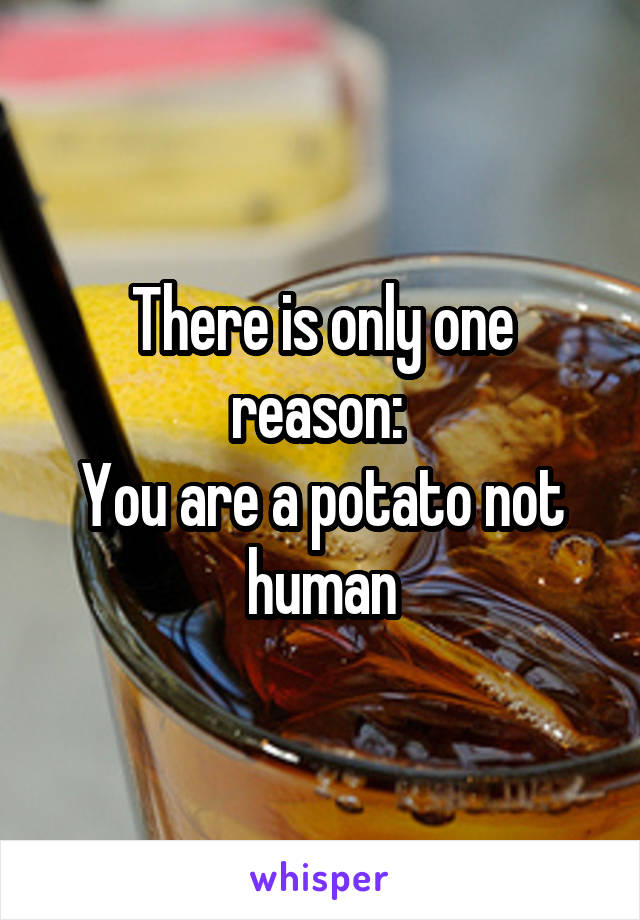 There is only one reason: 
You are a potato not human