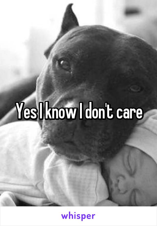 Yes I know I don't care