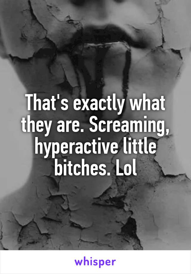 That's exactly what they are. Screaming, hyperactive little bitches. Lol